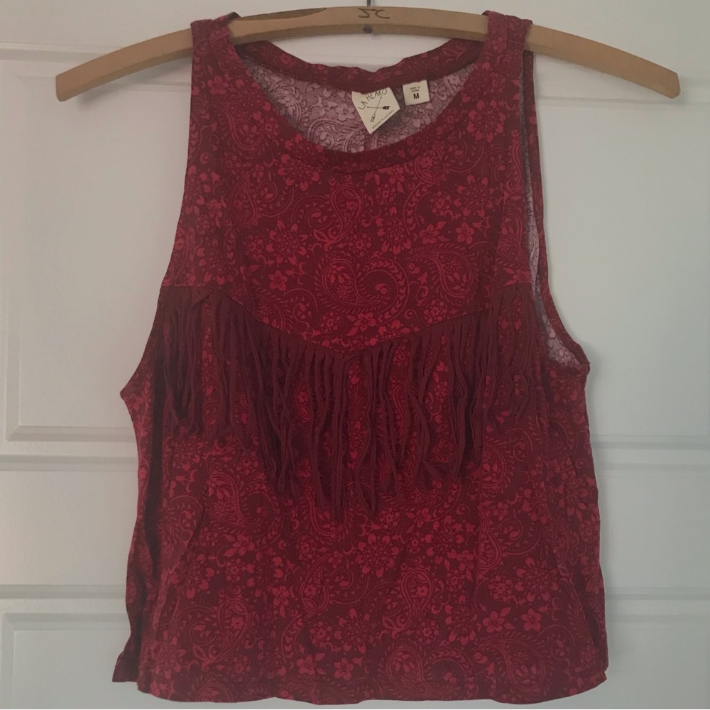LA Hearts // NWOT  Paisley Tank-top with tassels